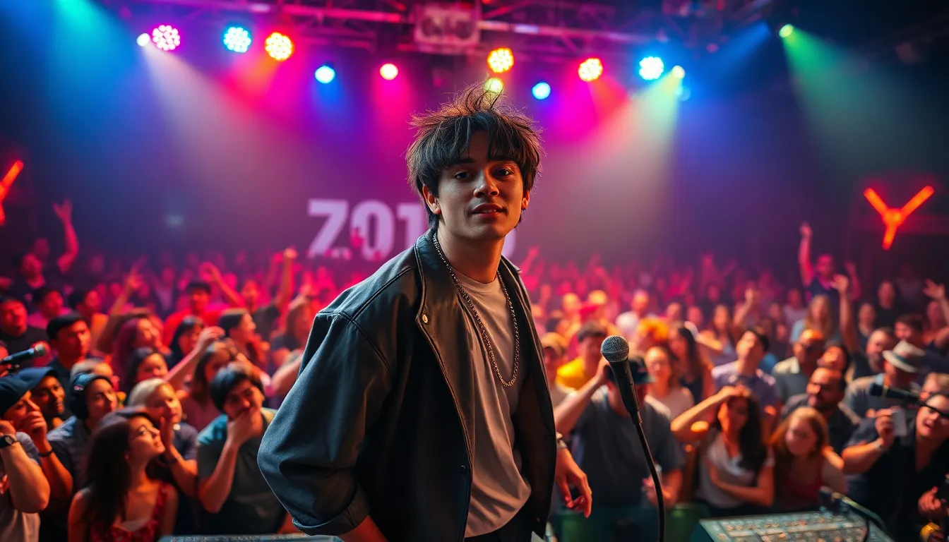 Lunanrockyy performing on stage before a captivated audience.